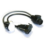 Towbar 13 pin to twin sockets adapter lead